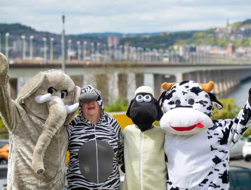 Supporters in fancy dress for Christian Aid at the Tay Bridge Cross fundraising event